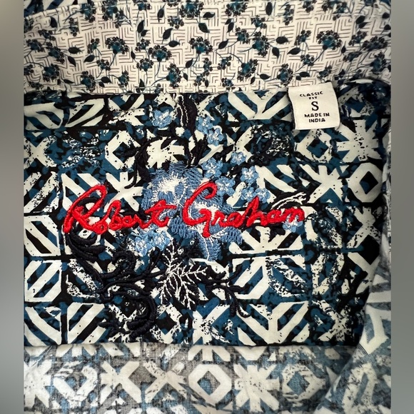Robert Graham Men’s Small, Blu/wht, Pierson Geometric, Long Sleeve, Button down - Picture 3 of 9